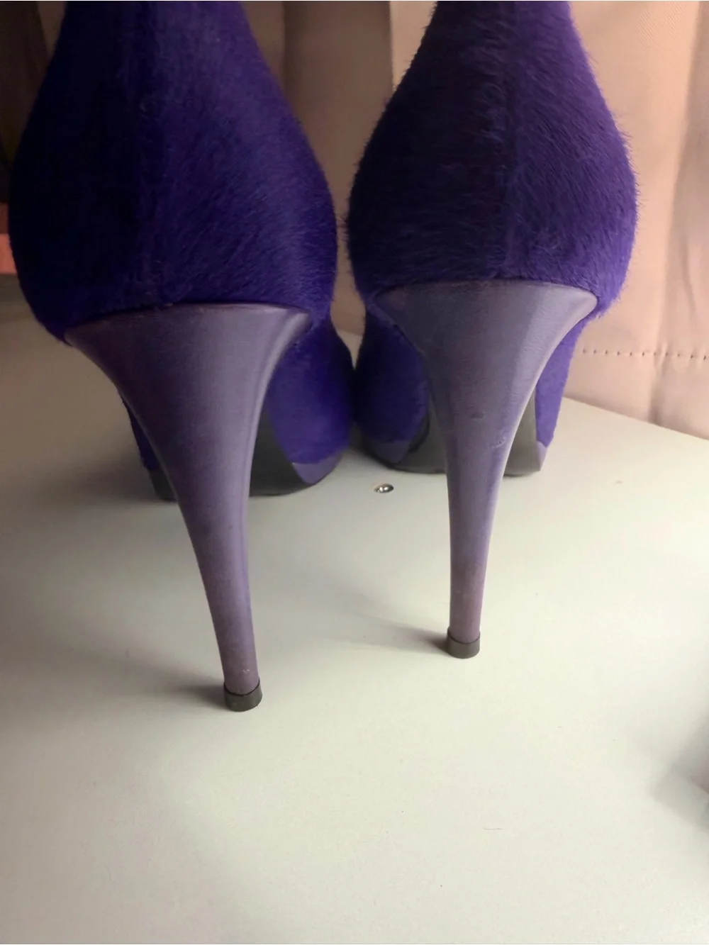 Balenciaga violet pony hair heels sz 39 stunning $795